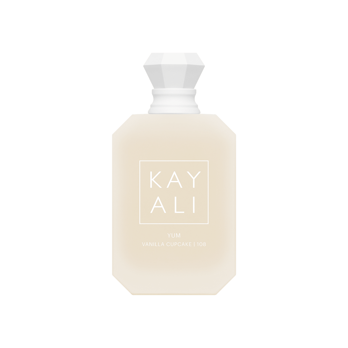KAYALI Yum Vanilla Cupcake 108 Eau de Parfum genuine cream-coloured 100ml bottle on white