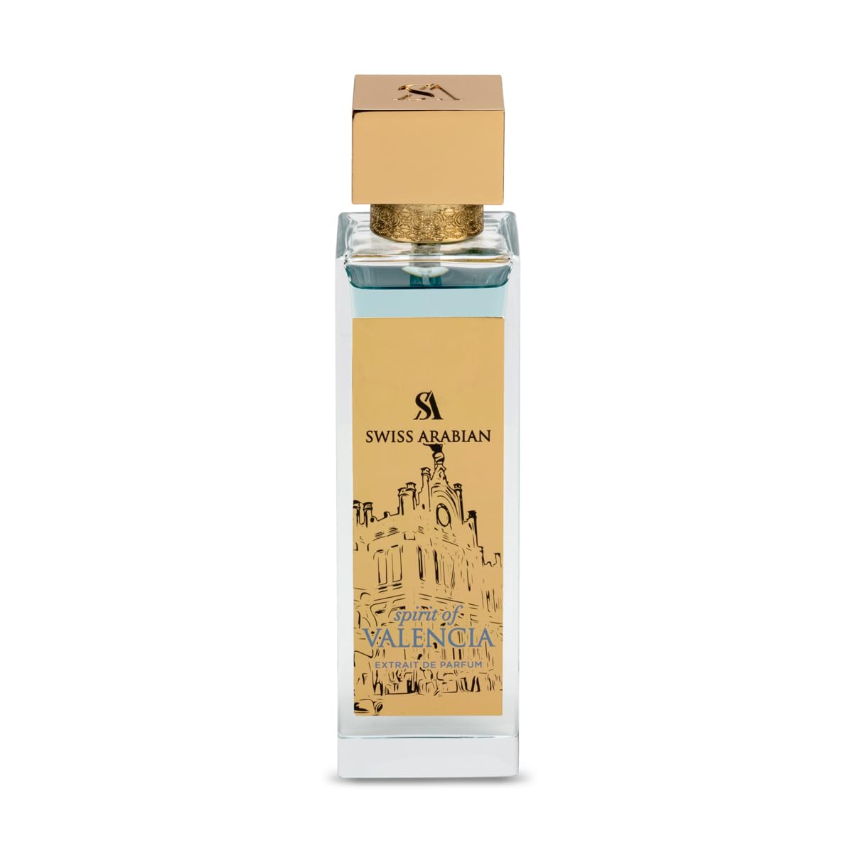Swiss Arabian Spirit of Valencia perfume bottle on white background