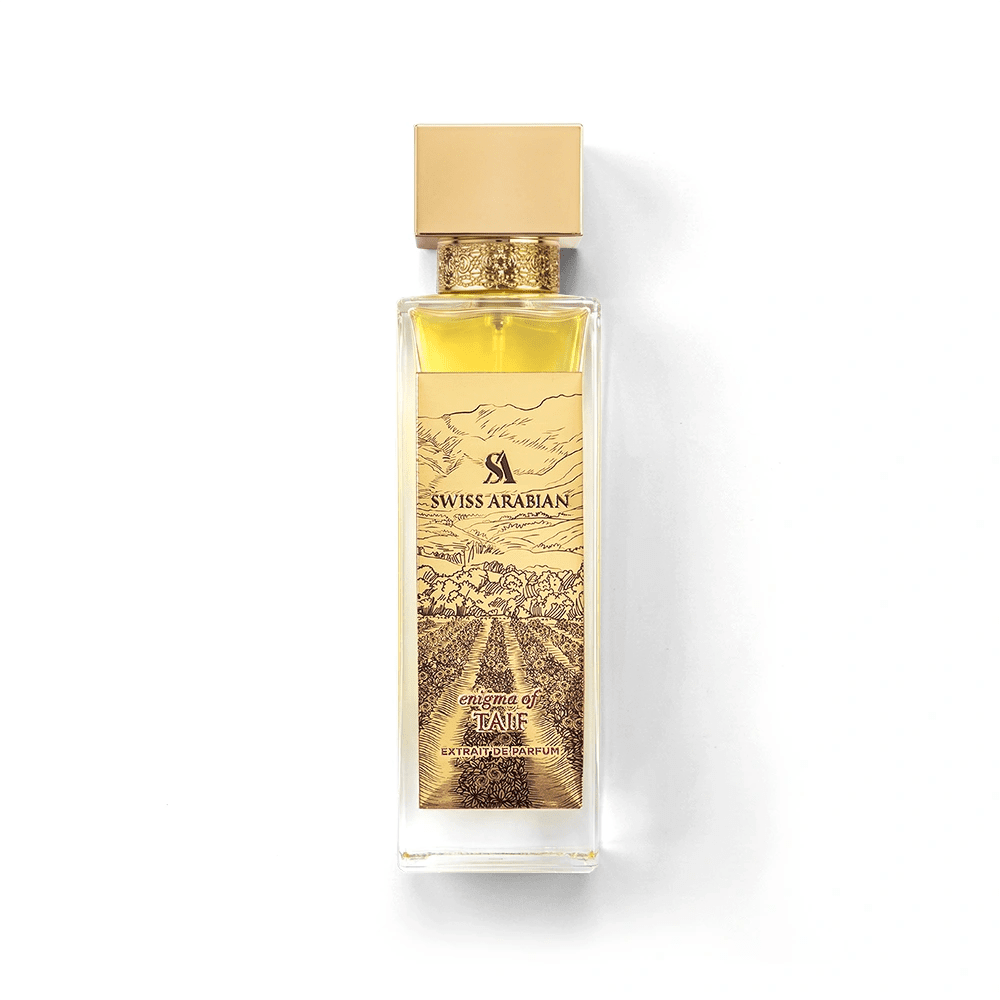 Swiss Arabian Enigma of Taif perfume bottle on white background