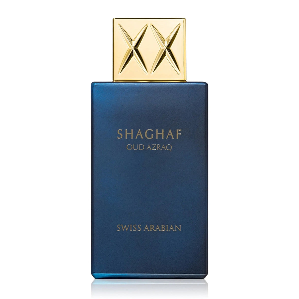 Swiss Arabian Shaghaf Oud Azraq perfume bottle on white background